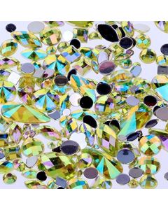 Mix Sizes 300pcs Crystal Light Yellow AB Nail Art Rhinestones DIY Non Hotfix Flatback Acrylic Nail Stones Gems for 3D Nails Art Decorations (Light Yellow AB)
