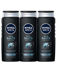 Nivea Men Deep Clean Rock Salts Body Wash, Exfoliating Rock Salt Body Wash, 3 Pack of 16.9 Fl Oz Bottles