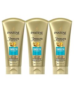 Pantene, Conditioner, Pro-V Smooth and Sleek Hair Frizz Control, 3 Minute Miracle, 6 fl oz, Triple Pack
