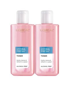 L'Oreal Paris Skincare HydraFresh Toner Face Toner, Alcohol Free Toner with Pro-Vitamin B5 for a Smoother, Brighter Complexion, 2 Count