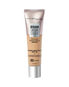 Maybelline Dream Urban Cover Flawless Coverage Foundation Makeup, SPF 50, Sun Beige