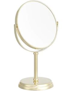 Amazon Basics Tabletop Mount Vanity Round Mirror, 1X/5X Magnification, Gold, 7.2 inches x 4.92 inches