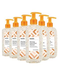 Amazon Brand - Solimo Morning Fresh Facial Cleanser with Ginseng and Vitamin C, 8 Fluid Ounce (Pack of 6)
