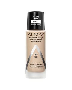 Almay Skin Perfecting Comfort Matte Foundation, Hypoallergenic, Cruelty Free, -Fragrance Free, Dermatologist Tested Liquid Makeup, Cool Ivory, 1 Fluid Ounce