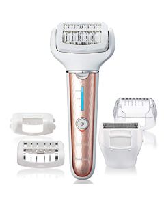 Panasonic, Cordless Shaver Epilator for Women with 5 Attachments Gentle WetDry Hair Removal for Legs Underarms Bikini Face ESEL7AP, White, 1 Count
