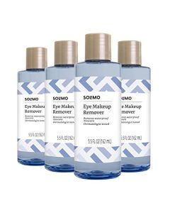 Amazon Brand - Solimo Eye Makeup Remover, Removes Waterproof Mascara, Dermatologist Tested, 5.5 Fluid Ounce (Pack of 4)