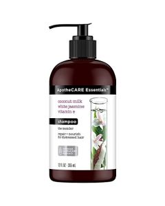 ApotheCARE Essentials The Mender Damaged Hair Repair Shampoo, Coconut Milk, White Jasmine, Vitamin E, 12 oz