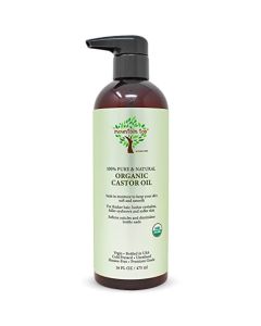 MOUNTAIN TOP Castor Oil (16oz / 473ml) USDA Organic 100% Pure, Cold Pressed, Unrefined, Premium Grade Moisturizer for Lashes, Brows, Skin & Hair - Promotes Thicker Eyebrows, Eyelashes & Healthier Skin