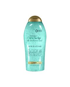 OGX Hydration + Sea Kelp & Hyaluronic Acid Sulfate-Free Lightly Moisturizing Body Scrub with Black Rice, Gentle Exfoliating Daily Body Wash to Soften & Smooth Skin, 19.5 Fl Oz