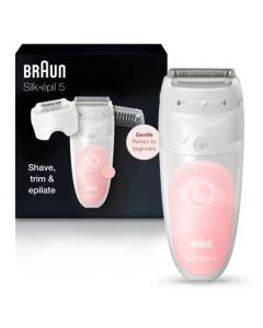 Braun Epilator Silk-épil 5 5-620, Hair Removal Device, Epilator for Women, Shaver & Trimmer, Cordless, Rechargeable, Wet & Dry , 6 Piece Set