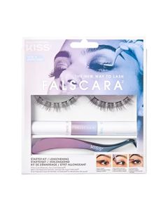 KISS Falscara DIY Lash Extension Starter Kit With 10 Eyelash Lengthening Wisps, Applicator and Bond & Seal – Artificial Featherlight Synthetic Reusable Lash Clusters with Super Hold Microbands