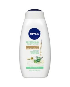 NIVEA Fresh Aloe and Lily Refreshing Body Wash with Nourishing Serum, 20 Fl Oz Bottle