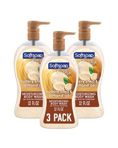 Softsoap Body Wash Pump, Buttery Shea & Almond Oil, Moisturizing Body Wash, 32 Ounce, 3 Pack