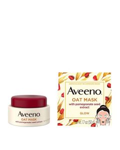 Aveeno Oat Face Mask with Pomegranate Seed Extract, Kiwi Water, and Prebiotic Oat, Hydrating Full Face Mask for Glowing Skin, Paraben Free, Phthalate-Free, 1.7 oz