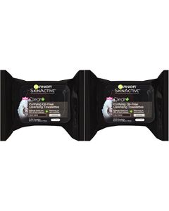 Garnier Skin Skinactive Clean+ Charcoal Oil-Free Makeup Remover Wipes, 2 Count