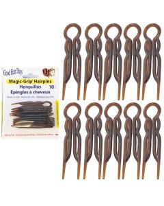 Good Hair Days Hair Pins - Plastic, U-shaped Magic Grip Hairpins, Strong Durable Pins For Fine, Thick & Long Hair, Hair Styling Accessories, Set of 10 (Tortoise Shell)
