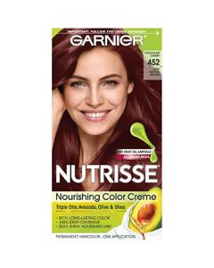 Garnier Hair Color Nutrisse Nourishing Creme, 452 Dark Reddish Brown (Chocolate Cherry) Permanent Hair Dye, 3 Count (Packaging May Vary)