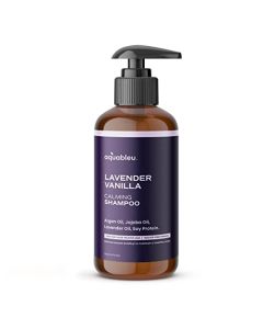 Aquableu Natural Lavender Vanilla Shampoo - Gentle Ultra Calming Multitasking Cleanser - Nourishing & Restorative - Jojoba Oil - Sulfate Paraben & Silicone Free - Safe for color treated hair 16 oz (Packaging May Vary)
