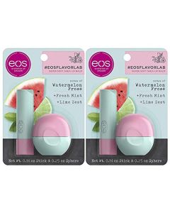 eos flavorlab Sphere & Stick Lip Balm - Watermelon Frosé | Deeply Hydrates and Seals in Moisture | 0.25 oz. Sphere | 0.14 oz. Stick | 2 Sticks, 2 Spheres