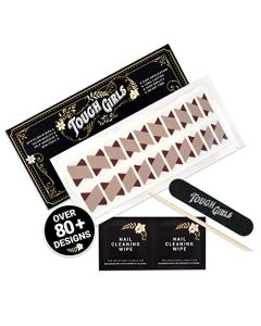 TOUGH GIRLS | Nail Polish Strips | 20 Stylish Strips | Brighter, Thicker, Tougher | Includes Cuticle Stick, Nail File, & Nail Wipes (Crossover Tips & Gold Mist)