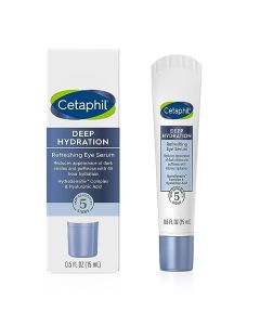 CETAPHIL Deep Hydration Refreshing Eye Serum, 0.5 fl oz, 48Hr Hydrating Under Eye Cream to Reduce the Appearance of Dark Circles, With Hyaluronic Acid, Vitamin E & B5 (Packaging May Vary)