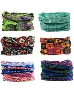 Toes Home 6PCS Outdoor Headband Elastic Seamless Bandana Neck Gaiter Scarf Sport Headwear Boho Series for Yoga Hiking