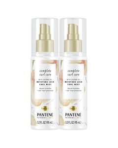 Pantene Heat Protectant Spray with Jojoba Oil for Curly Hair, Nutrient Blends Moisture Lock Curl Mist, Sulfate Free, 3.2 fl oz Twin Pack