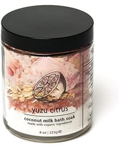 Hemlock Park Coconut Milk Bath Soak | Organic Coconut Milk, Botanicals, Dead Sea, Epsom, and Himalayan Pink Mineral Salts (Yuzu Citrus, 8 oz)