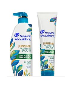 Head & Shoulders Supreme Dry Scalp and Dandruff Treatment Shampoo and Conditioner Set, Sulfate Free, Nourish and Smooth with Jojoba and Argan Oil, 11.8 & 9.4 Fl Oz for Chemically Treated hair