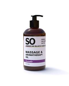 SO Jamaican Black Castor Oil, Lavender Massage and Aromatherapy Natural Oil for All Skin Types, Moisturizer, 8 Oz