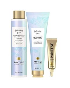 Pantene Shampoo and Conditioner Set, plus Hair Mask Rescue Shot Treatment, with Baobab Essence, Nutrient Blends Hydrating Glow, Sulfate Free