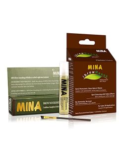 MINA ibrow Henna Hair Color Semi Permanent Henna Kit Medium Brown (Medium Brown with Brush and Oil)