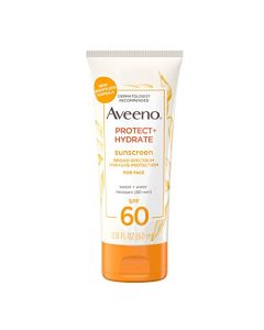 Aveeno Protect + Hydrate Moisturizing Face Sunscreen Lotion With Broad Spectrum Spf 60 & Prebiotic Oat, Weightless & Refreshing Feel, Paraben-free, Oil-free, Oxybenzone-free, 2.0 ounces