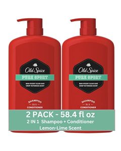 Old Spice Pure Sport 2in1 Shampoo and Conditioner for Men, Twin Pack, Lemon, 58.4 Fl Oz