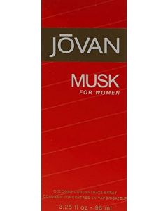 Jovan Musk Eau de Cologne Concentrate Spray, Sexy Cologne for Women, Vegan Formula, 3.25oz