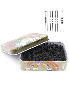 200pcs U Shaped Hair Pins Black with Cute Case, Hairpins for Buns, Premium Bobby Pins for Kids, Girls and Women, Great for All Hair Types(2.4 & 2 Inch) (Black)