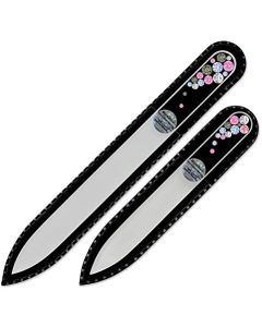 Mont Bleu Set of 2 Crystal Nail Files Hand Decorated with Crystals - Handbag & Universal Sizes, Hand Made, Czech Tempered Glass, Lifetime Guaranty