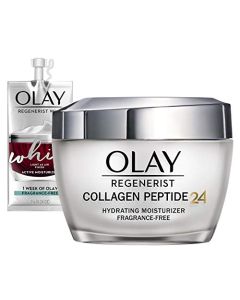 Olay Regenerist Collagen Peptide 24 Face Moisturizer Cream with Niacinamide for Firmer Skin, Anti-Wrinkle Fragrance-Free 1.7 oz, Includes Olay Whip Travel Size for Dry Skin