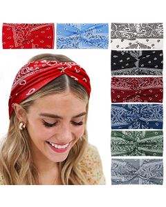 Tobeffect Boho Headbands for Women Bandana Fashion Womens Headbands Non Slip Elastic Wide Turban Head Wrap