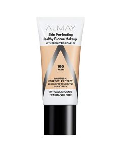 Almay Skin Perfecting Healthy Biome Foundation Makeup with Prebiotic Complex SPF 25, Hypoallergenic, -Fragrance Free, 100 Fair, 1 fl. oz.