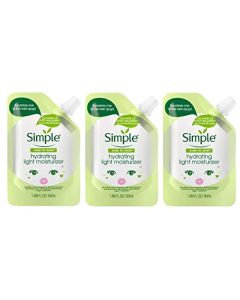 SIMPLE FACE Simple Sassy Hydrating Light Moisturizer Mini Travel Size Eco Friendly Pouch, 1.69 Fl Oz, Pack of 3, 5.07 Ounce