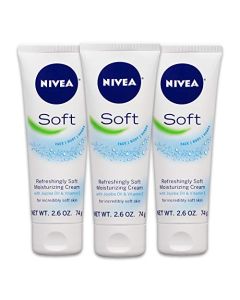 NIVEA Soft, Refreshingly Soft Moisturizing Cream, Body Cream, Face Cream, and Hand Cream, 3 Pack of 2.6 Oz Tubes