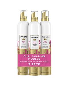 Pantene Curl Mousse For Curly Hair, Tames Frizz for Soft Touchable Curls, 6.6 Ounce (Pack of 3)