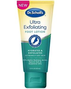 Dr. Scholl's Dry, Flaky Skin Remover Ultra Exfoliating Foot Lotion with Urea for Rough Dry Cracked Feet, Heal and Moisturize for Healthy Looking Feet, Intensive Foot Care, Alpha Hydroxy Acids, 3.5 oz