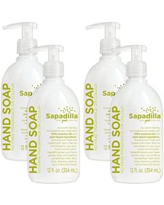 Sapadilla Liquid Hand Soap - Rosemary + Peppermint - Made with 100% Pure Essential Oil Blends, Cleansing & Moisturizing, Aromatic & Fragrant Hand Soap, Plant Based, Biodegradable, 12 Ounce (Pack of 4)