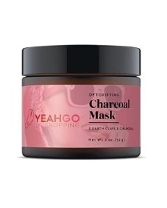 Yeahgoshopping Facial Face Charcoal Detoxifying Charcoal Mask 3 Earth Clays & Charcoal & Blackhead Algae Dehydrating Bio for Men Women - 2 Oz (57g) Made in USA