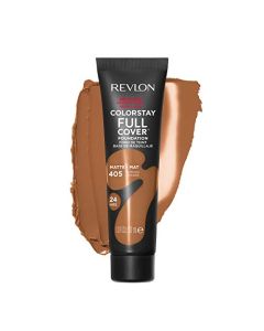Revlon ColorStay Full Cover Longwear Matte Foundation, Heat & Sweat Resistant Lightweight Face Makeup, Almond (405), 1.0 oz