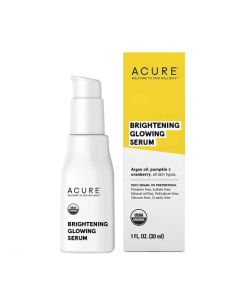 Acure Brightening Glowing Serum | 100% Vegan | For A Brighter & Appearance | Argan Oil, Pumpkin & Cranberry - Hydrates, Soothes & Adds Antioxidant Protection | All Skin Types | 1 Fl Oz