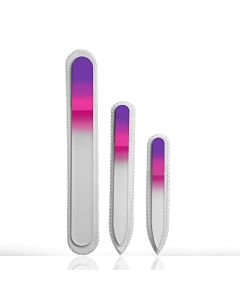 3 Crystal Glass Nail Files Manicure Set Purple/Pink - Small, Medium & Pedicure File
