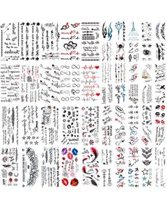 60pcs Word Alphabet Letter Tiny Small Pattern Fake Temporary Tattoo Sticker For Adult Men Women